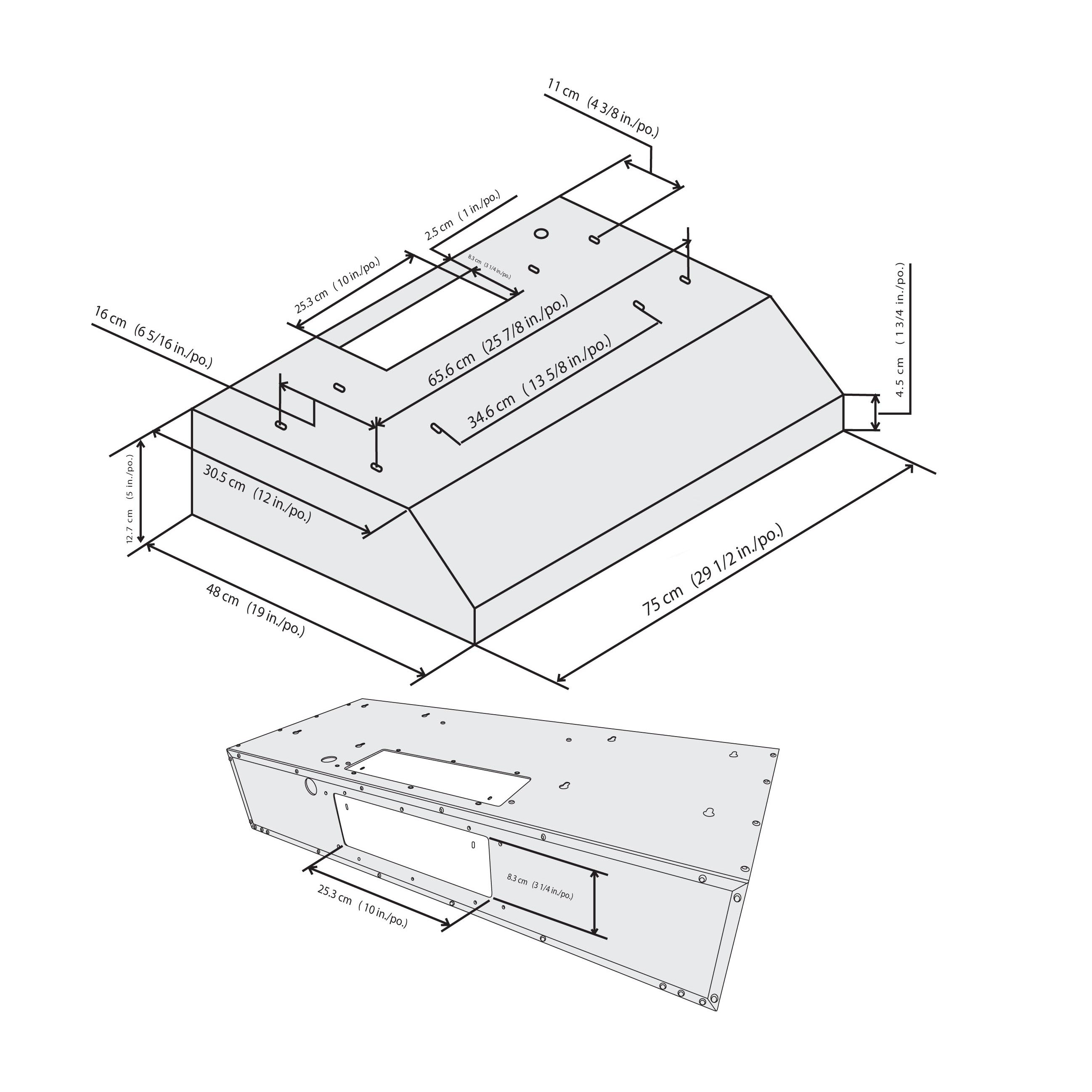Ancona Slim Series 30" 300 CFM Convertible Under Range Hood