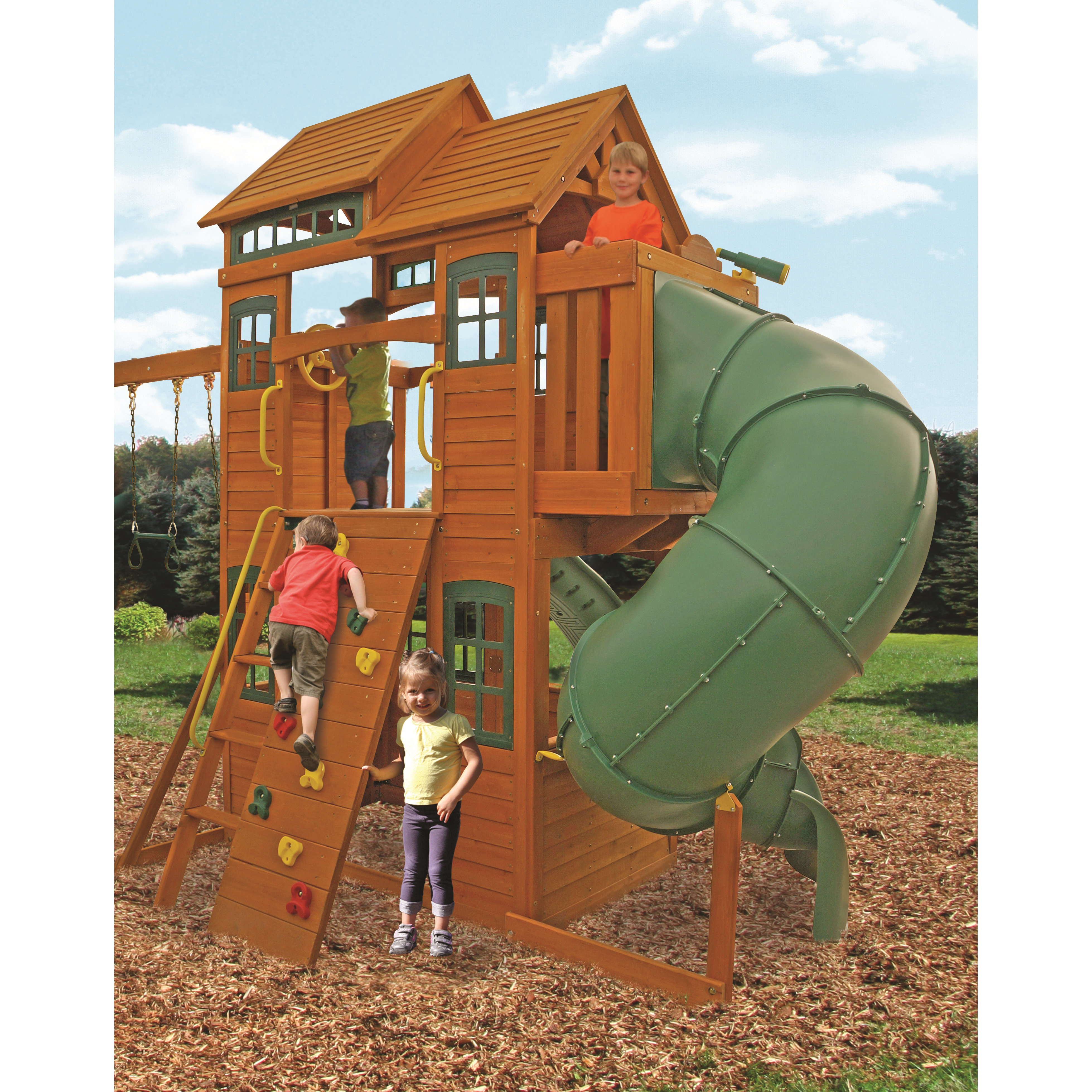 Cedar Summit Shelbyville Deluxe Wooden Swing Set & Reviews Wayfair
