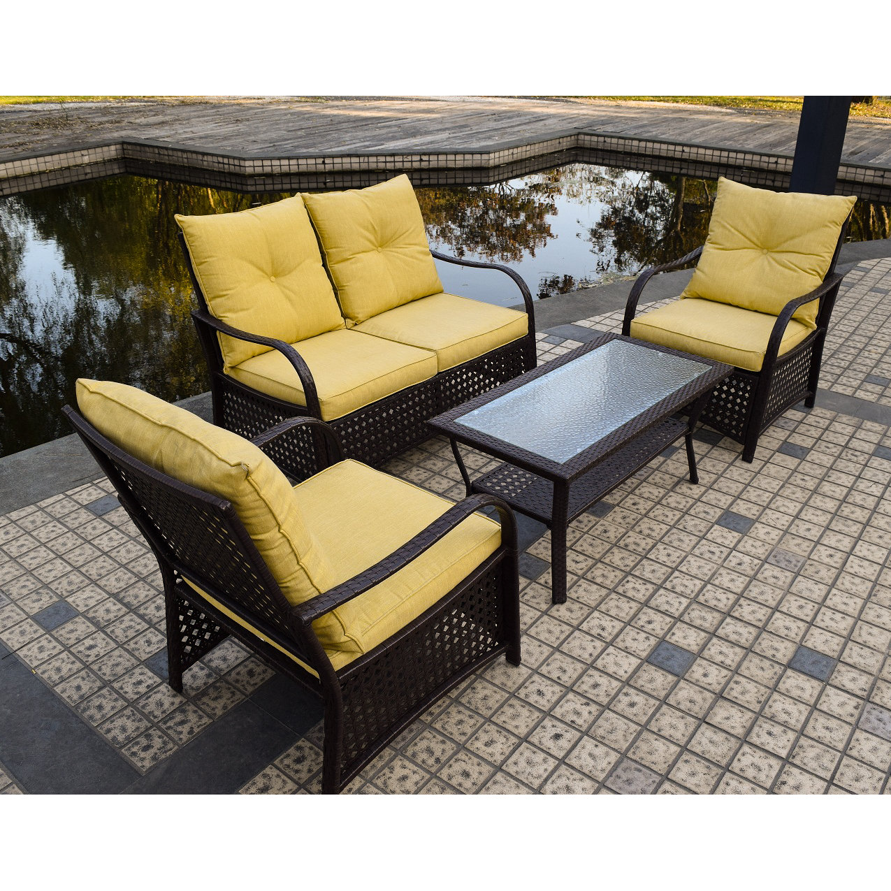 Sol Siesta Clubhouse 4 Piece Deep Seating Group & Reviews Wayfair