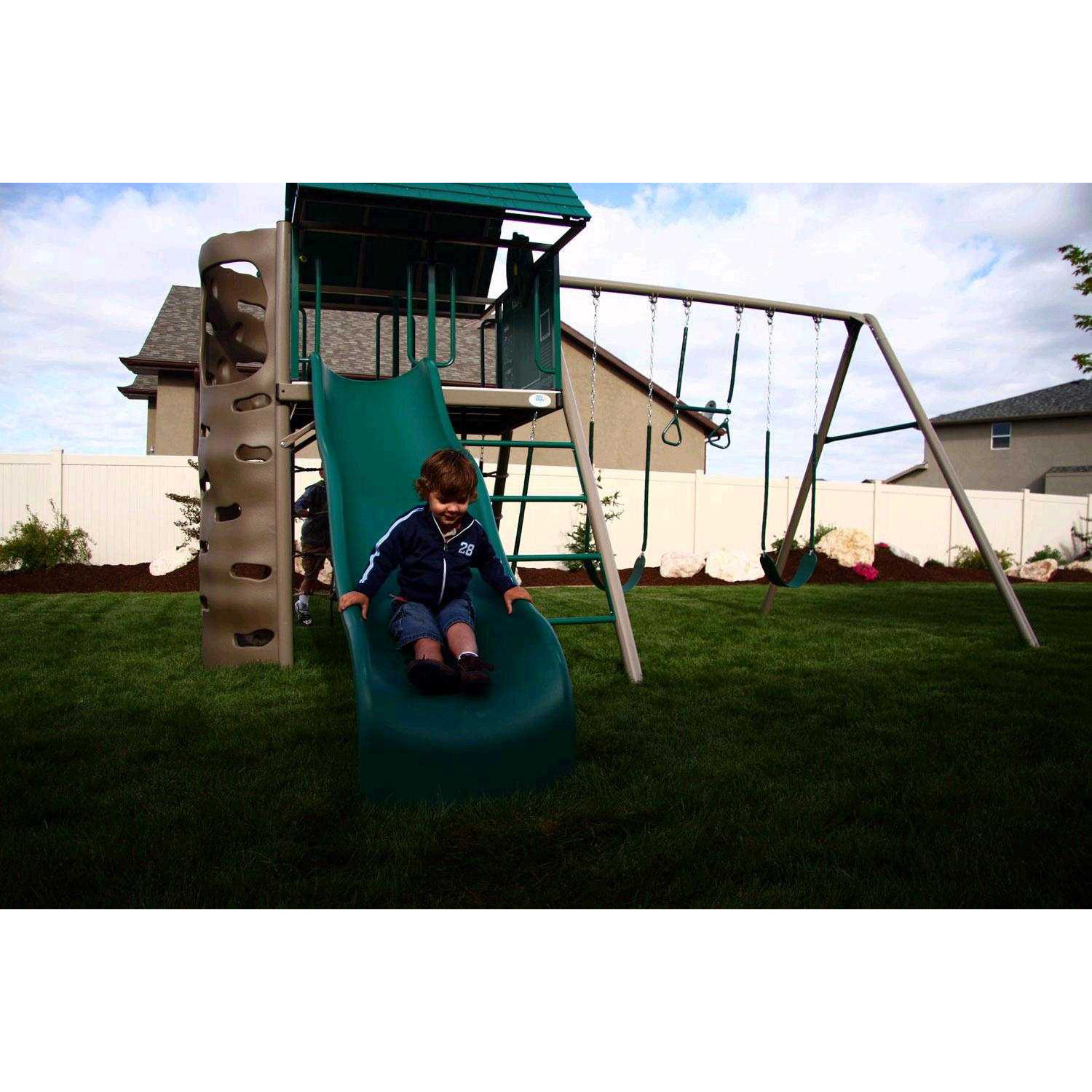 Lifetime Earthtone Hard Top AFrame Swing Set & Reviews Wayfair