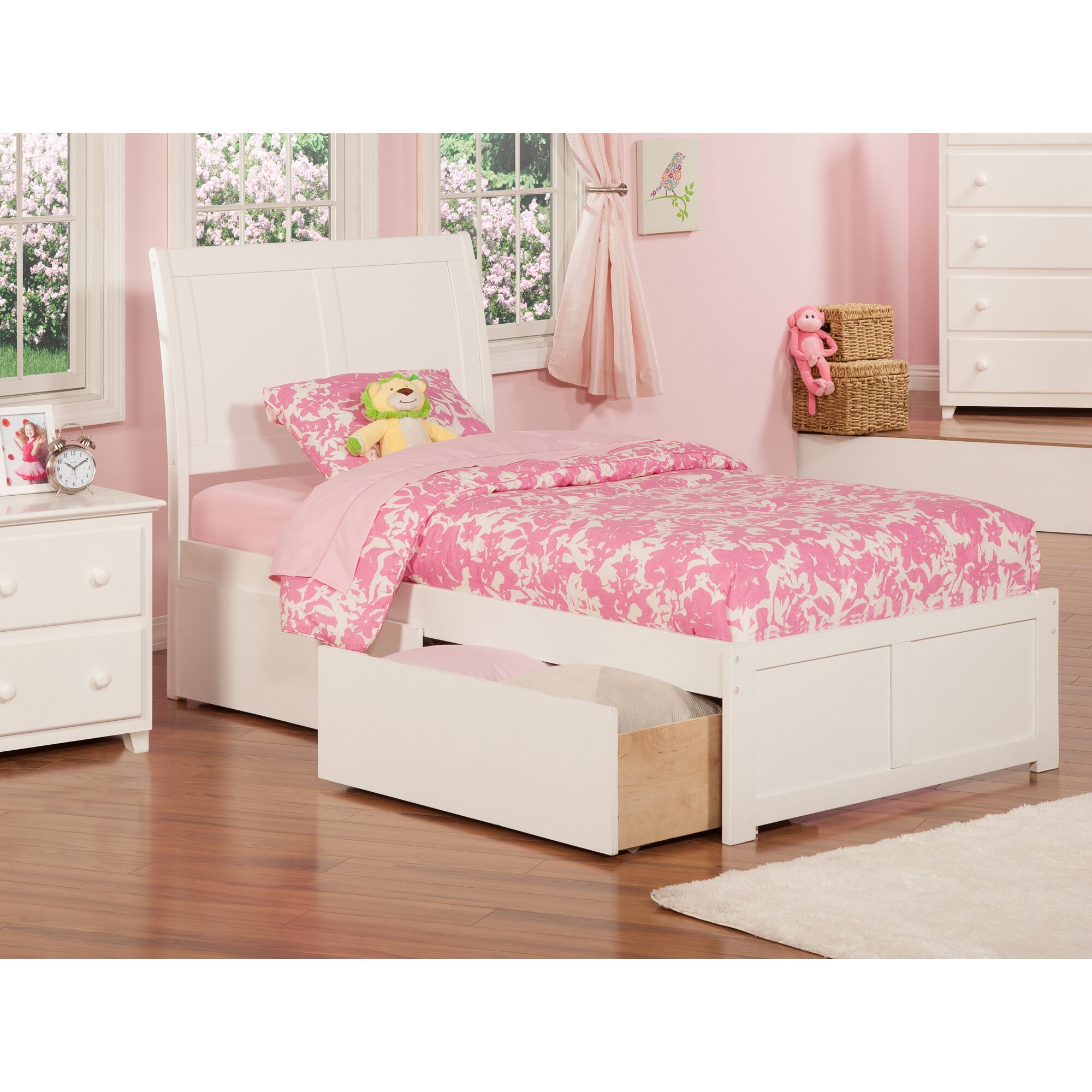 Atlantic Furniture Portland Extra Long Twin Sleigh Bed with Storage ...