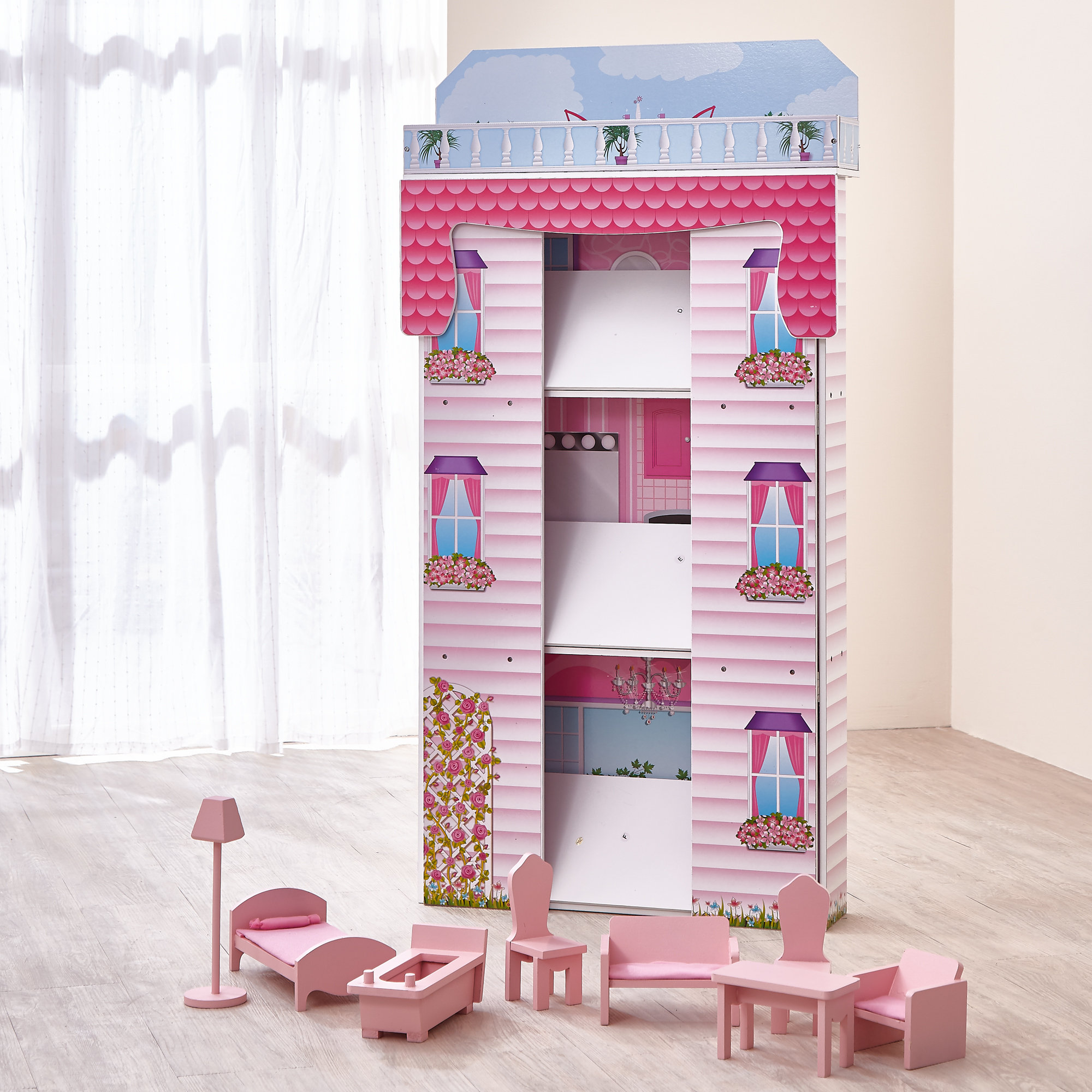 Teamson Kids Glamour Mansion Fold In Doll House & Reviews | Wayfair