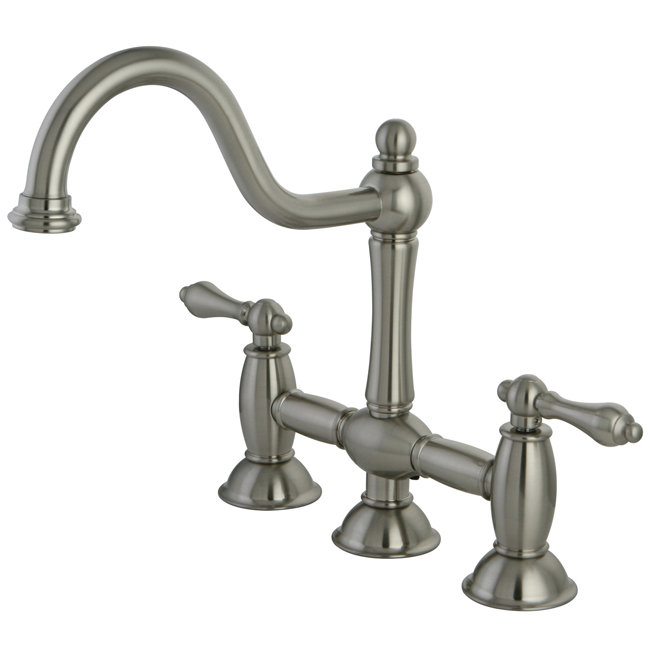Elements of Design Double Handle Widespread Kitchen Faucet with Metal