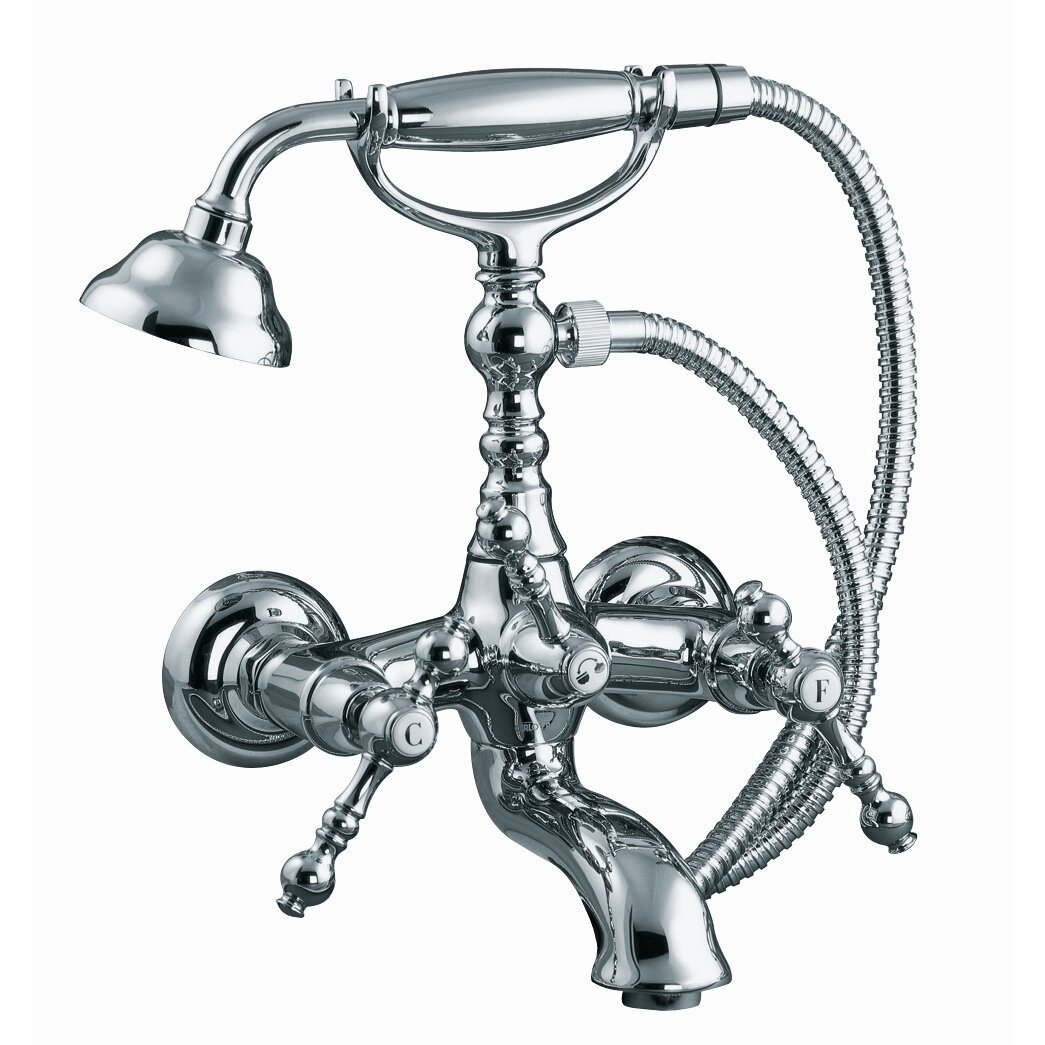 Epoque Double Handle Deck Mount Clawfoot Tub Faucet with Hand Shower