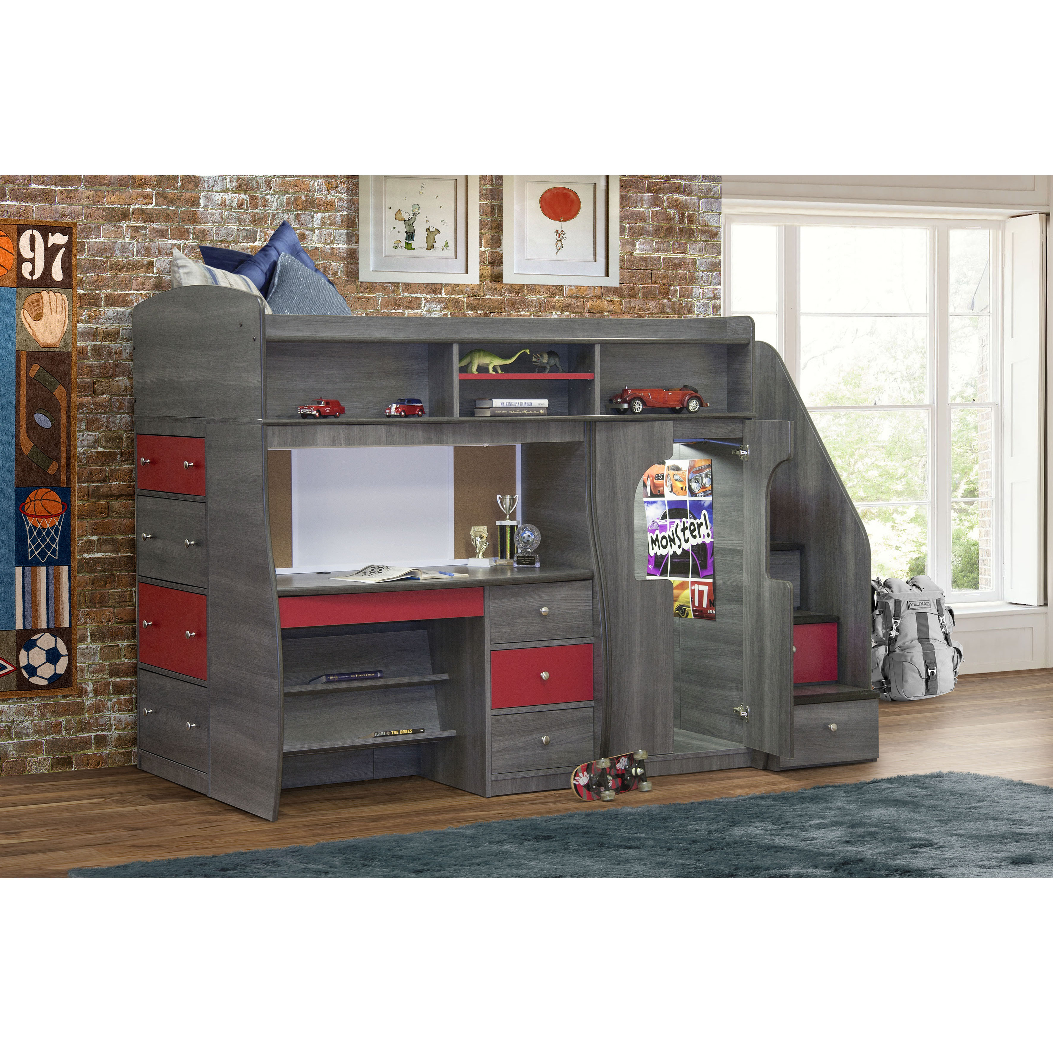 Berg Play and Study Twin Loft Bed with Storage & Reviews Wayfair