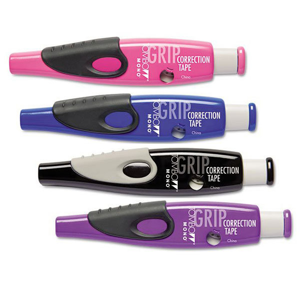 Mono Retractable Pen Style Correction Tape, Assorted Colors (4Pack
