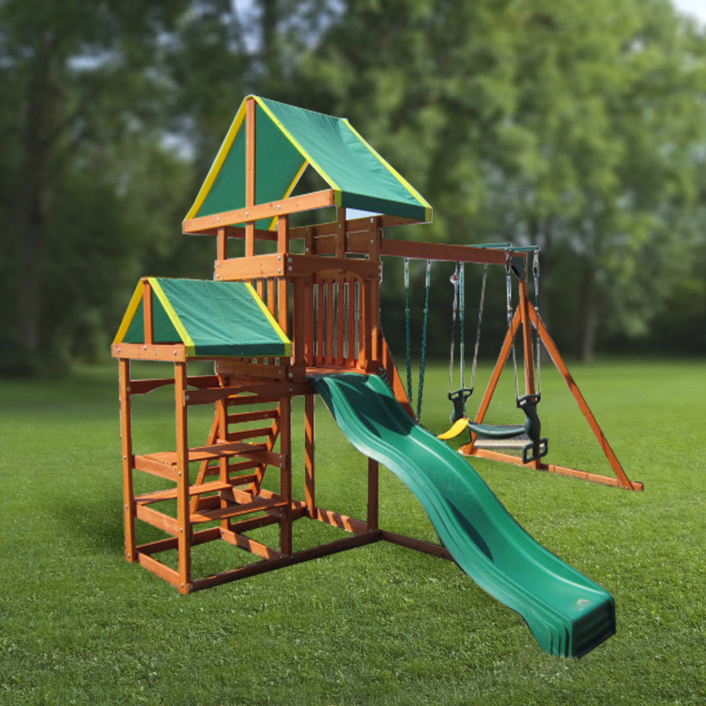 Swing Town Woodlands Gym Swing Set & Reviews Wayfair