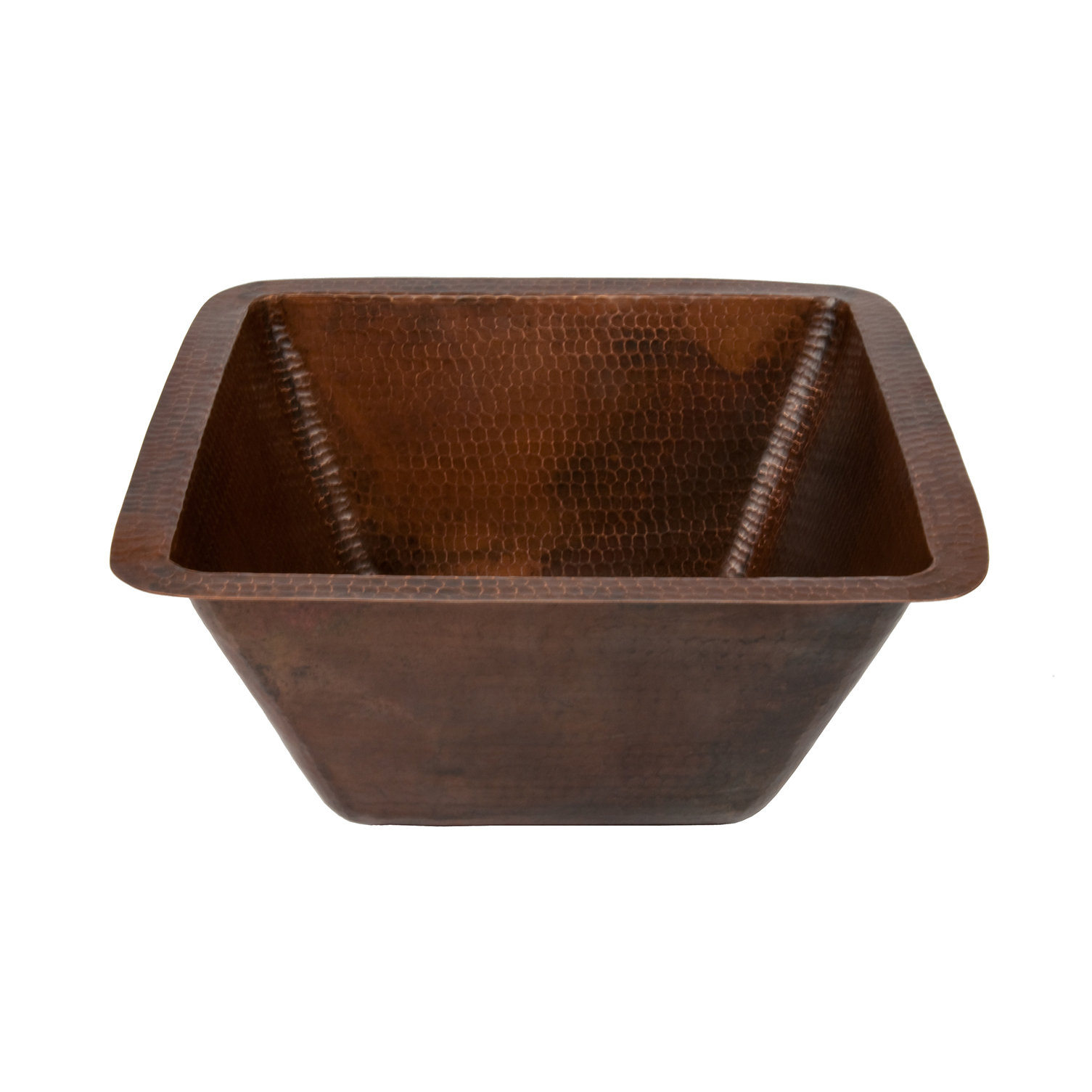 Premier Copper Products 15" x 15" Square Hammered Copper Bar Sink