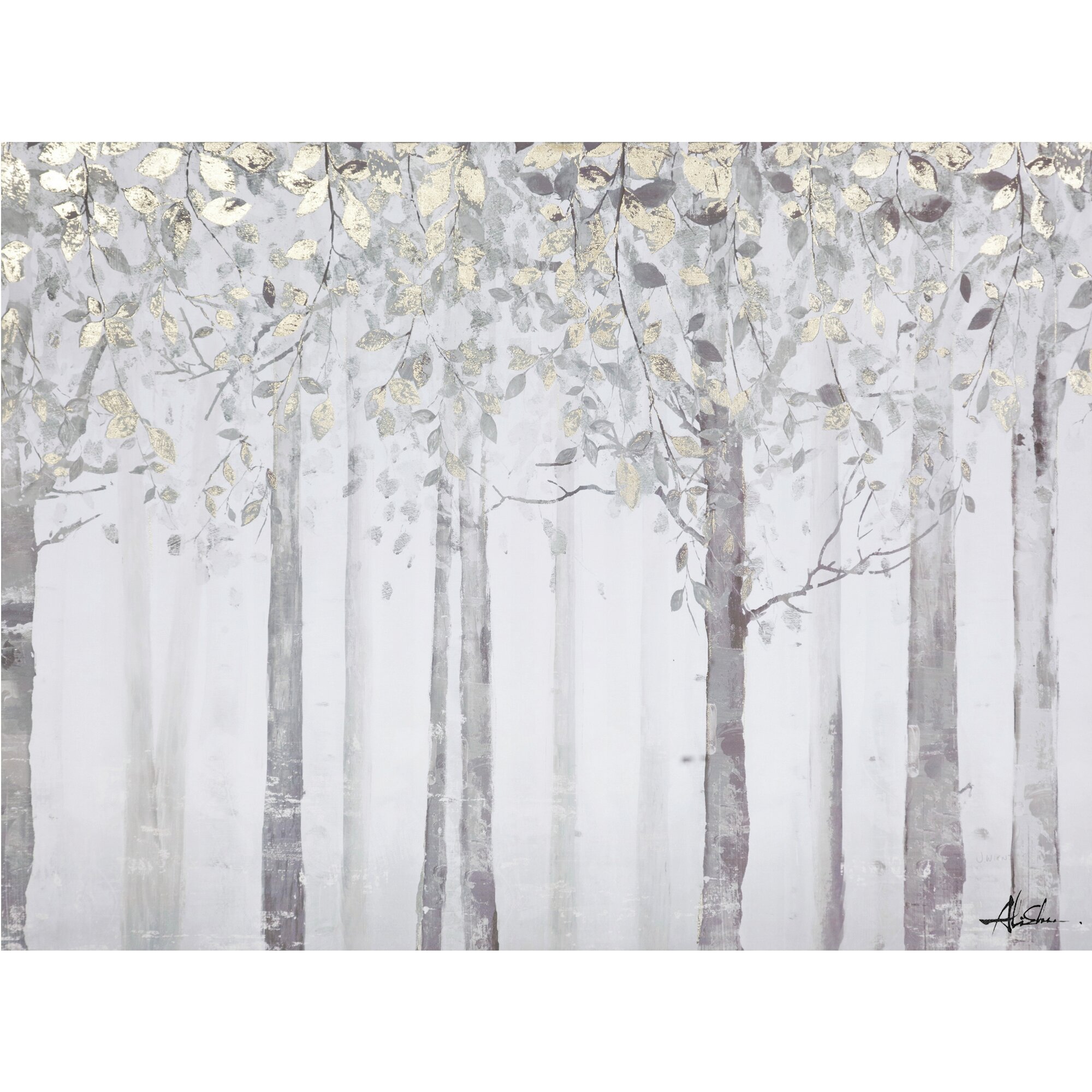 Yosemite Home Decor Grey and Yellow Trees Painting Print on Wrapped ...