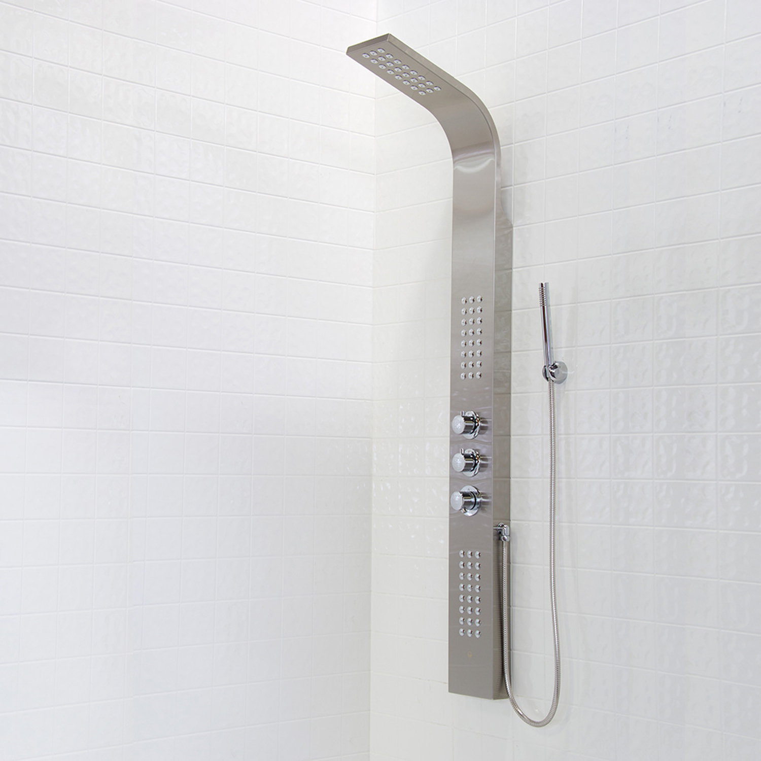 Vigo Sutherland Rain Waterfall Shower Panel with Jets and Hand Shower