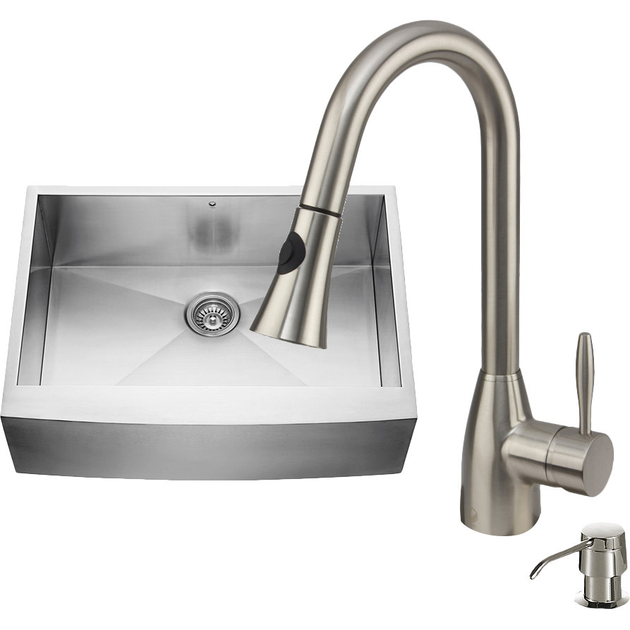inch Farmhouse Apron Single Bowl 16 Gauge Stainless Steel Kitchen Sink ...