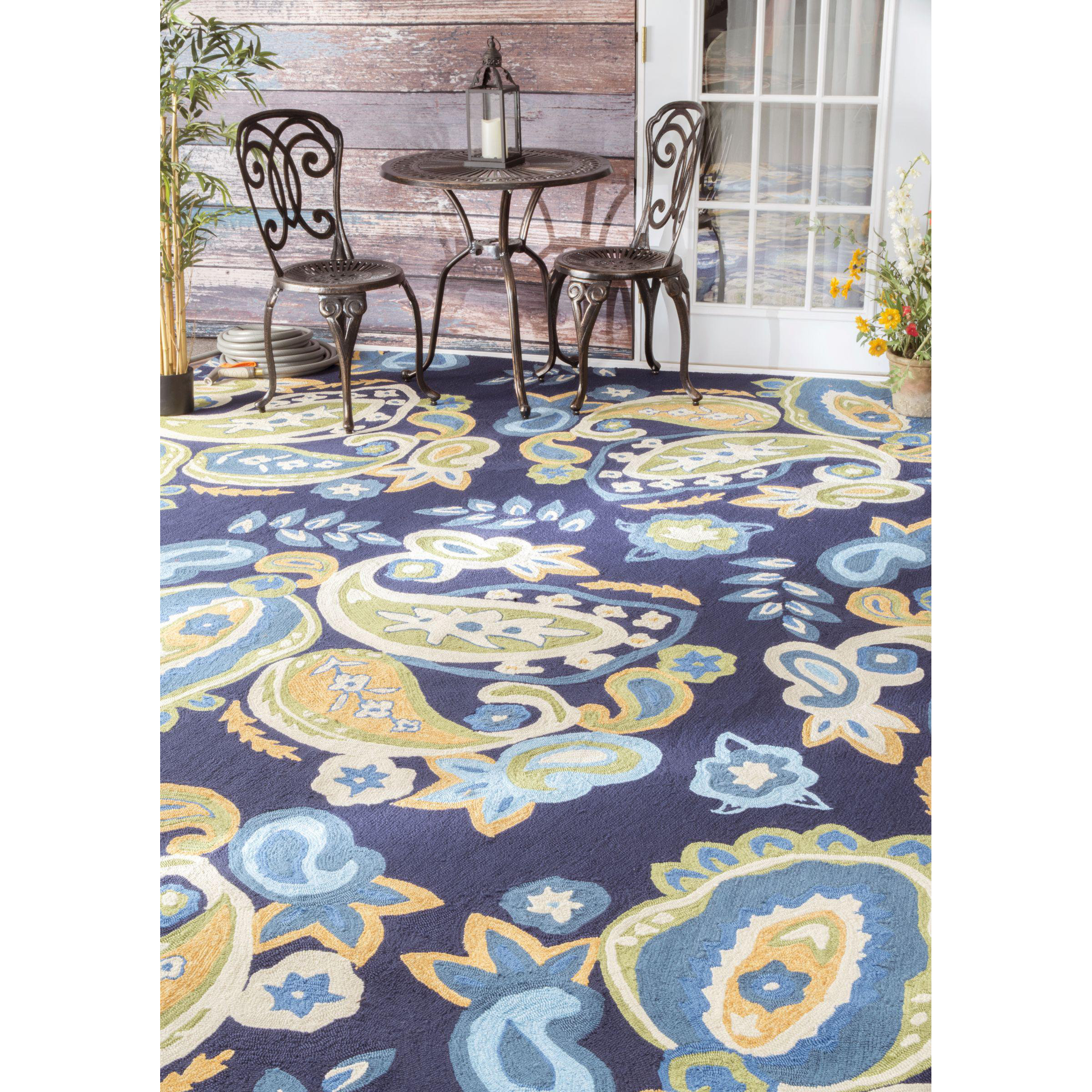 Alder HandHooked Blue Indoor/Outdoor Area Rug Wayfair