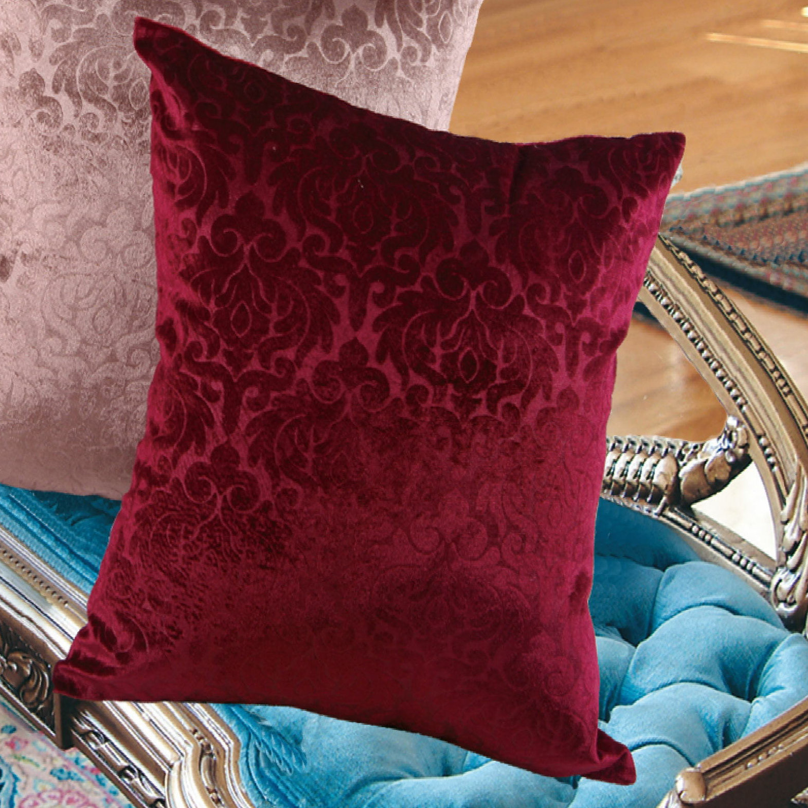 Violet Linen Vintage Damask Decorative Throw Pillow & Reviews Wayfair