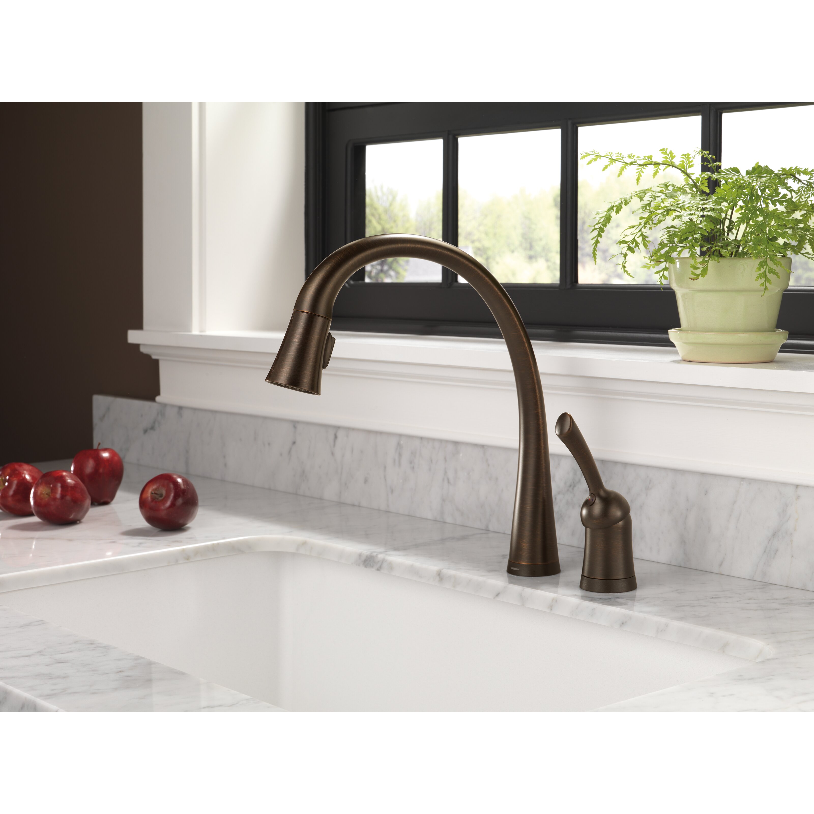 Delta Pilar Pull Down Single Handle Widespread Kitchen Faucet with