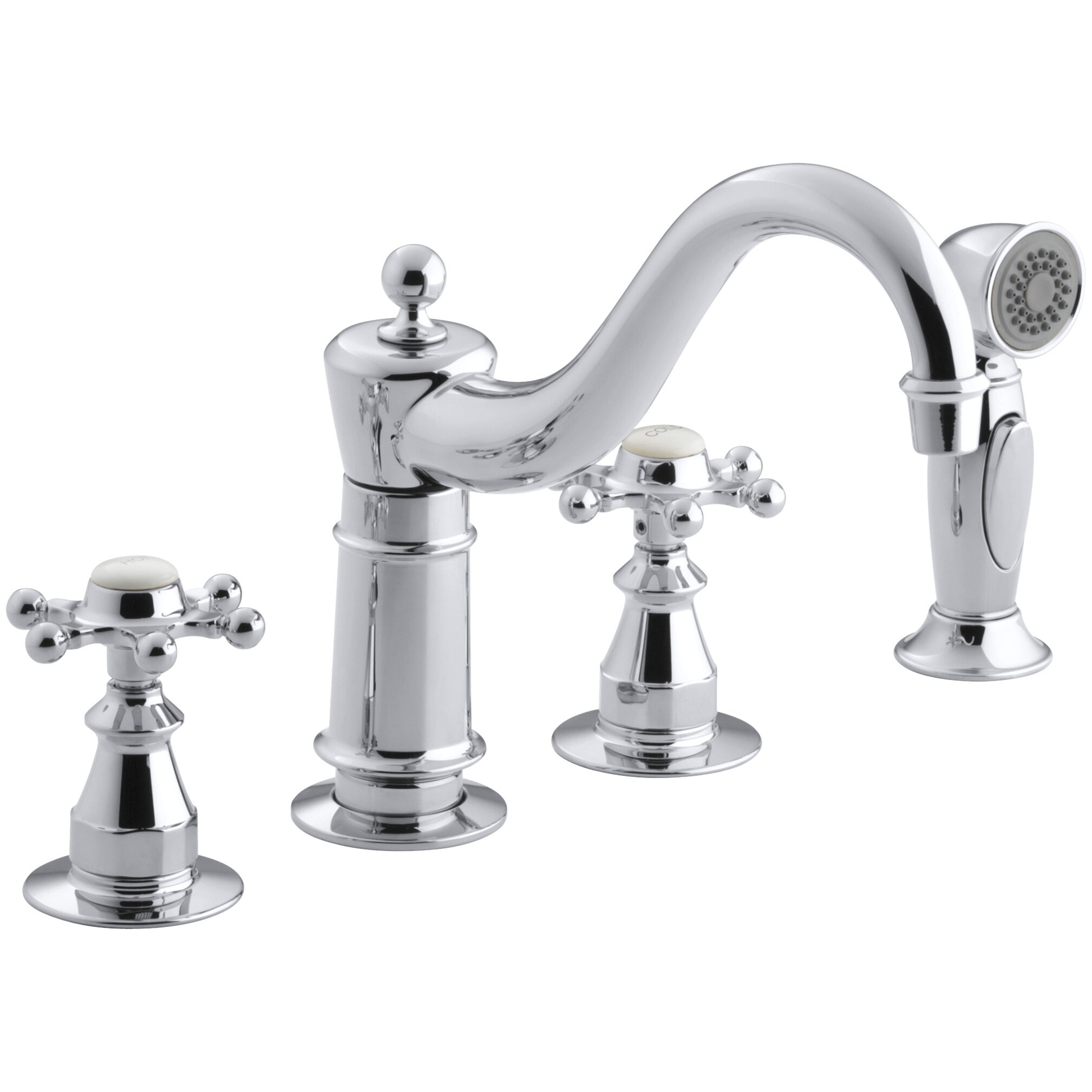 Kohler Antique Kitchen Faucet with Sidespray and Six-Prong Handles