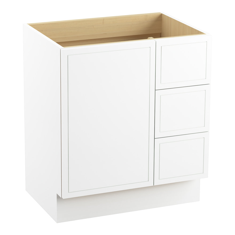 Jacquard 30" Vanity Base with Toe Kick, 1 Door and 3 Drawers on Right ...