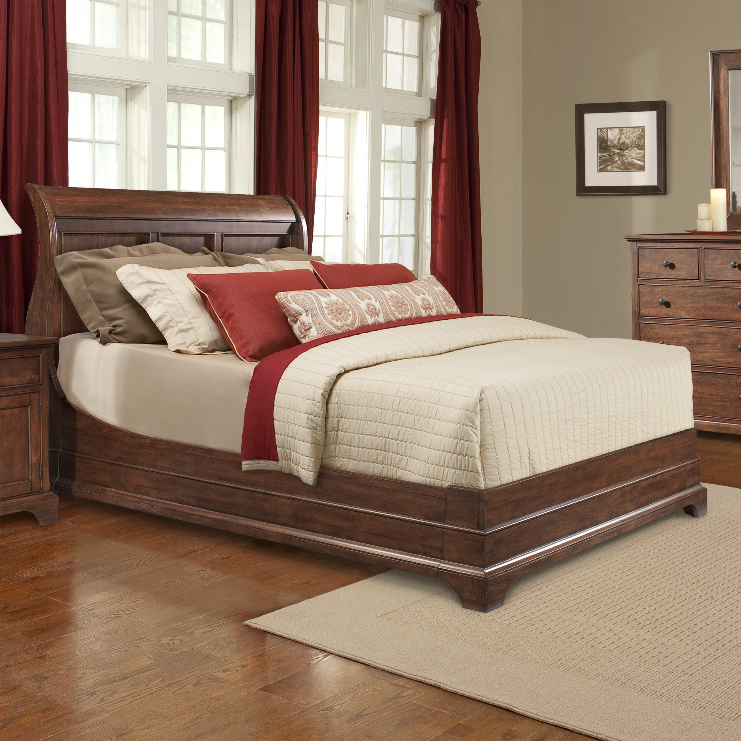 Cresent Furniture Retreat Cherry Sleigh Bed & Reviews Wayfair