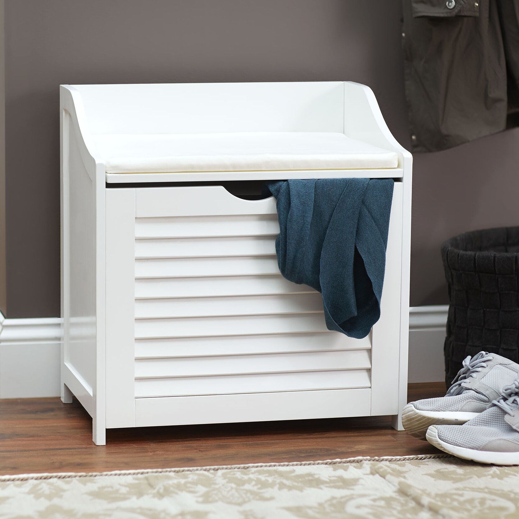 Household Essentials Single Load Hamper Cabinet Seat & Reviews | Wayfair