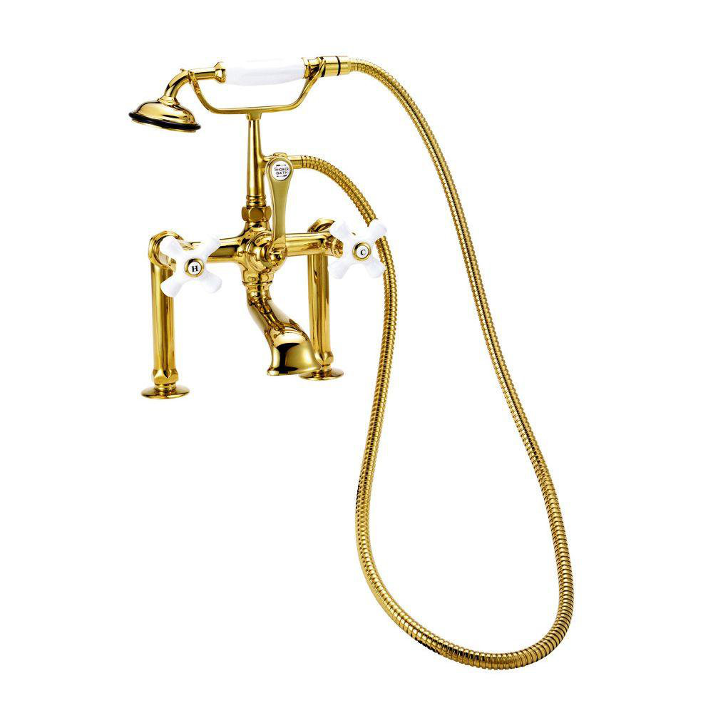 Three Handle Claw Foot Tub Faucet with Hand Shower and Risers Wayfair