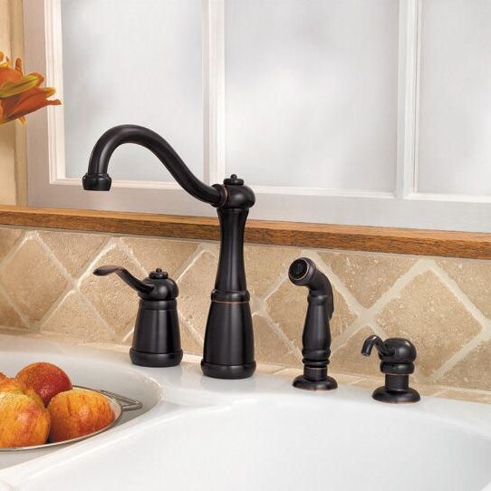 Pfister Marielle Single Handle Deck Mounted Kitchen Faucet with Side ...