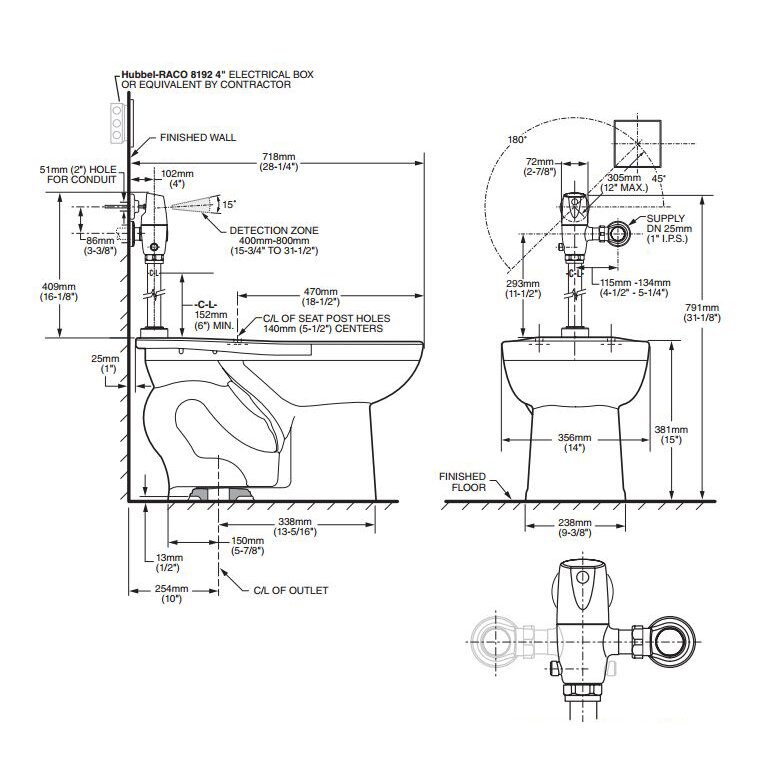 Madera 1.28 Gpf Elongated Exposed Ac Select 1 Piece Toilet 