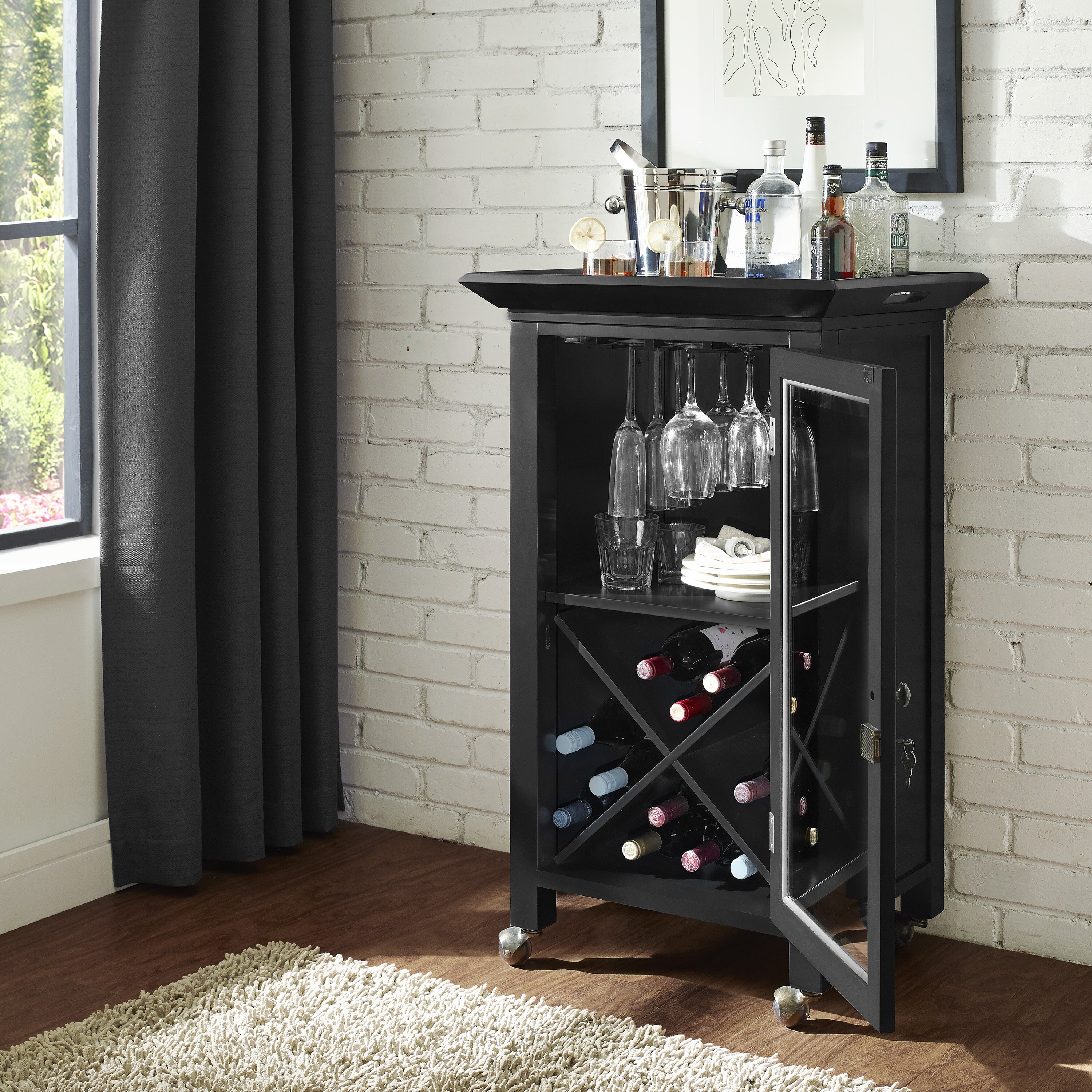 Crosley Jefferson Portable Bar Cabinet & Reviews | Wayfair