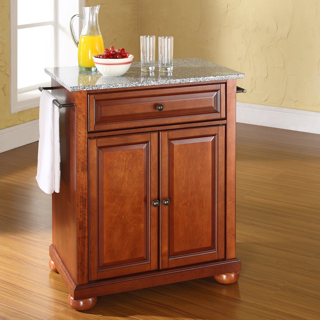 Crosley Alexandria Kitchen Cart With Granite Top Reviews Wayfair   Crosley Alexandria Kitchen Island With Granite Top KF30023AWH 